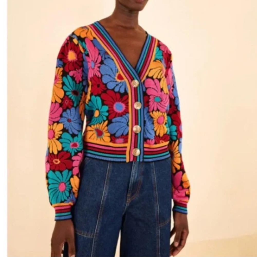 NWOT - FARM RIO-  🌼 🩷 Sunny Daisies Knit Cardigan 🩷 🌼